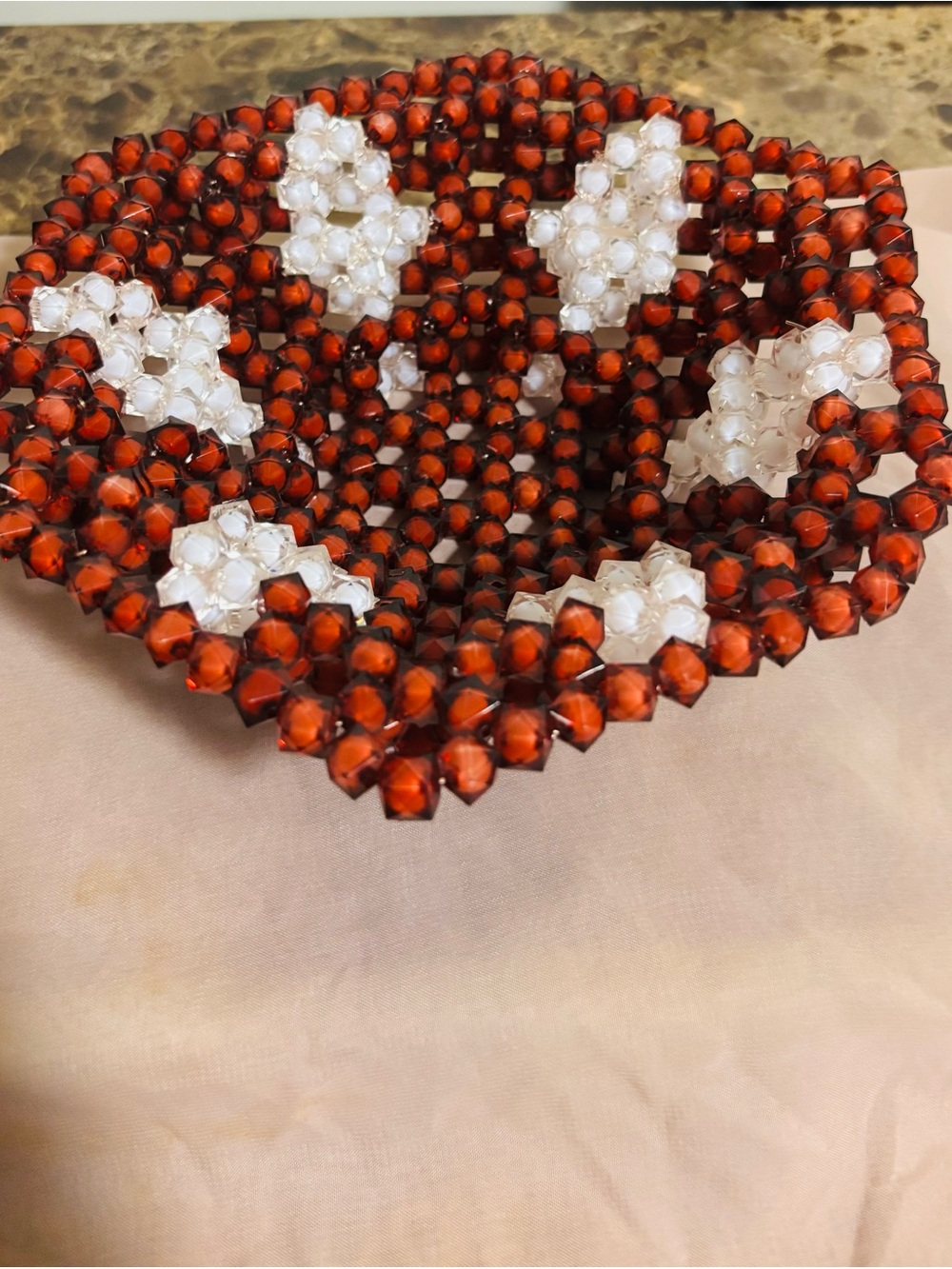 Handmade beaded basket